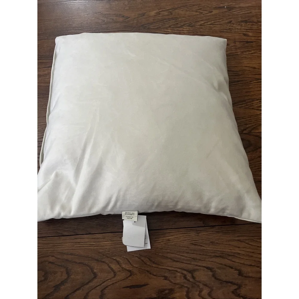 TGH Tessitura Throw Pillow 20x20 Beige Suede Velvet Linen Made In Italy